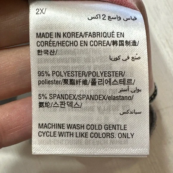 Alfani Women’s 2X High Low Colorblock Blouse Black Blue Red 3/4 Sleeve - Picture 8 of 9